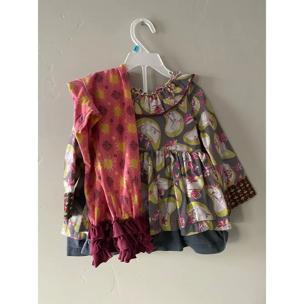 Matilda Jane Character Counts Floral Top Plus Ruffled Leggings- Size 2